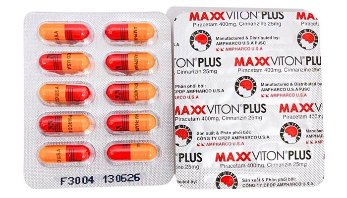 Thuốc MaxxViton Plus Ampharco U.S.A có chứa hoạt chất Cinnarizine