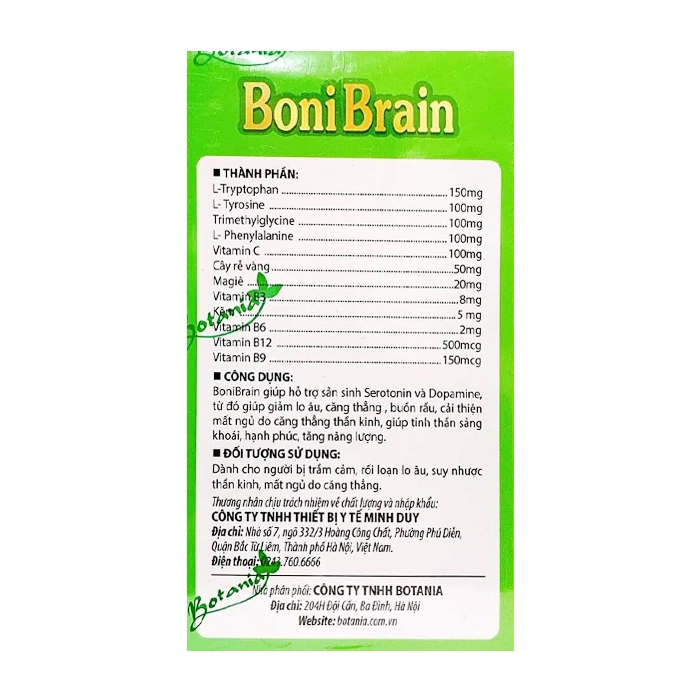 BoniBrain Botania cải thiện giấc ngủ, giảm căng thẳng 30 viên BoniBrain Botania cải thiện giấc ngủ, giảm căng thẳng 30 viên