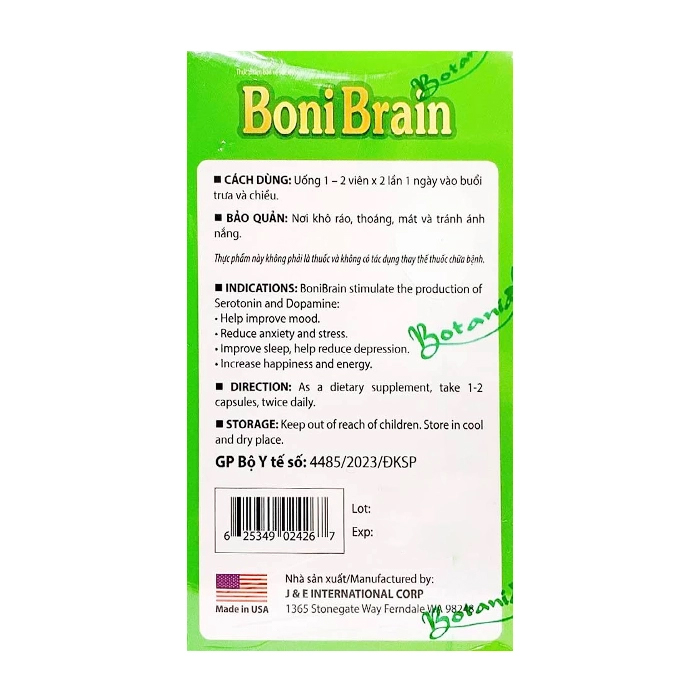 BoniBrain Botania cải thiện giấc ngủ, giảm căng thẳng 30 viên BoniBrain Botania cải thiện giấc ngủ, giảm căng thẳng 30 viên