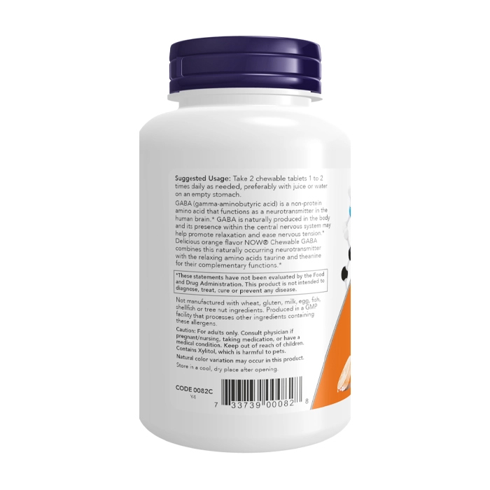 Gaba Chewable Now Foods hỗ trợ giảm căng thẳng thần kinh 90 viên Gaba Chewable Now Foods hỗ trợ giảm căng thẳng thần kinh 90 viên