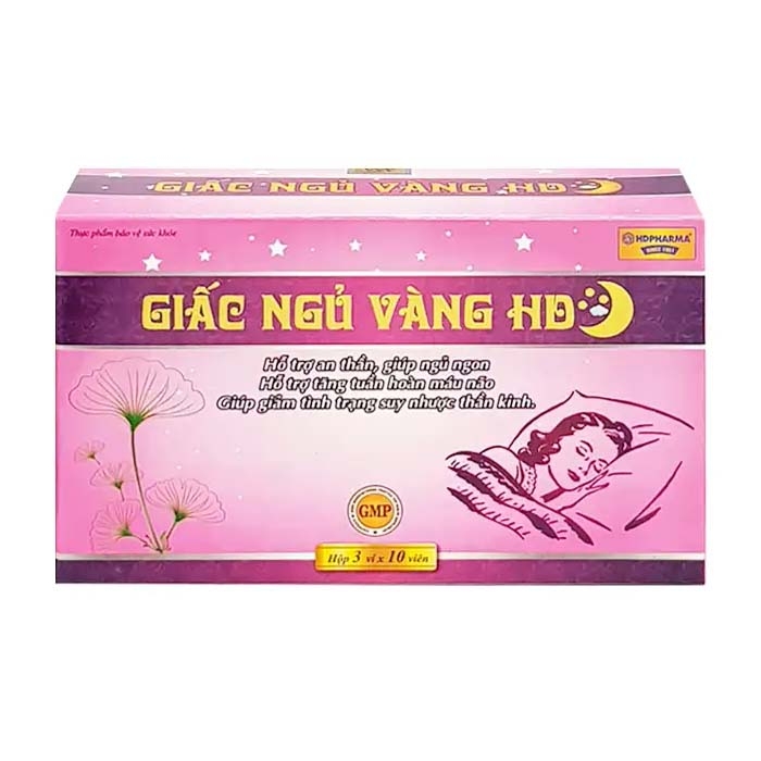 Giấc Ngủ Vàng HD Pharma hỗ trợ an thần, giúp ngủ ngon 30 viên  Giấc Ngủ Vàng HD Pharma hỗ trợ an thần, giúp ngủ ngon 30 viên