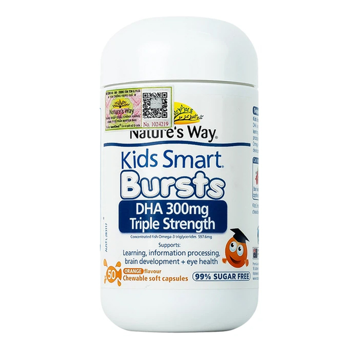Nature's Way Kids Smart Bursts DHA 300mg Triple Strength hỗ trợ phát triển não bộ 50 viên Nature's Way Kids Smart Bursts DHA 300mg Triple Strength hỗ trợ phát triển não bộ 50 viên
