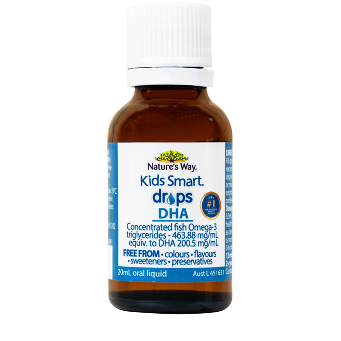Kids Smart Drops DHA 20ml Nature's Way thúc đẩy sự phát triển của não bộ và hệ thần kinh ở trẻ nhỏ Kids Smart Drops DHA 20ml Nature's Way thúc đẩy sự phát triển của não bộ và hệ thần kinh ở trẻ nhỏ