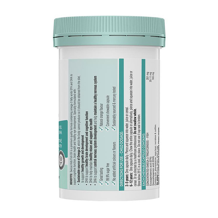 Swisse Kids Fish Oil bổ não cho trẻ em 60 viên  Swisse Kids Fish Oil bổ não cho trẻ em 60 viên