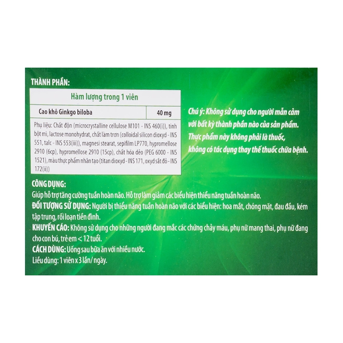 Taginba DHG Pharma tăng cường tuần hoàn não 30 viên Taginba DHG Pharma tăng cường tuần hoàn não 30 viên