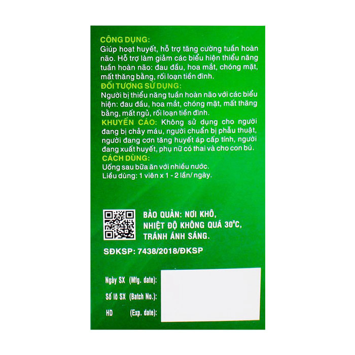 Taginba Plus DHG Pharma tăng tuần hoàn máu não 100 viên Taginba Plus DHG Pharma tăng tuần hoàn máu não 100 viên