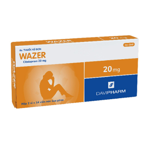 Wazer 20mg Davipharm điều trị trầm cảm, rối loạn hoảng sợ 28 viên