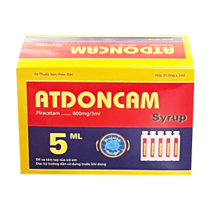 Atdoncam Sirup 800mg/5ml Hadiphar điều trị chóng mặt, sa sút trí tuệ 20 ống