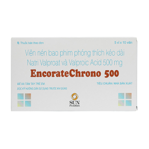 Encorate Chrono 500mg Sun Pharma điều trị động kinh, rối loạn lưỡng cực 50 viên