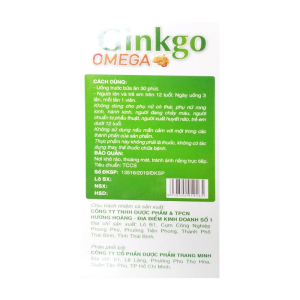Ginkgo Omega Trang Minh hỗ trợ giảm tuần hoàn não 60 viên