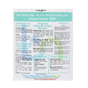 Healthy Care Ginkgo Biloba 2000 100 viên