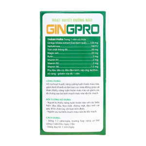 Hoạt Huyết Dưỡng Não Ginpro Syntech hỗ trợ hoạt huyết, tuần hoàn máu não 100 viên