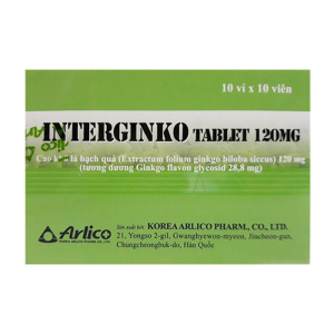 Interginko 120mg Arlico điều trị rối loạn tuần hoàn ngoại biên 100 viên