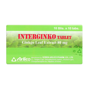 Interginko 80mg Arlico điều trị rối loạn tuần hoàn ngoại biên 100 viên