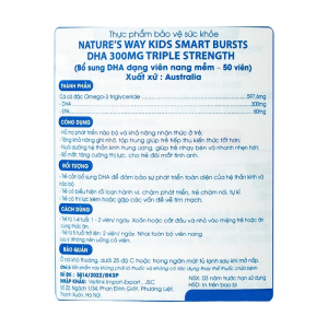 Nature's Way Kids Smart Bursts DHA 300mg Triple Strength hỗ trợ phát triển não bộ 50 viên Nature's Way Kids Smart Bursts DHA 300mg Triple Strength hỗ trợ phát triển não bộ 50 viên