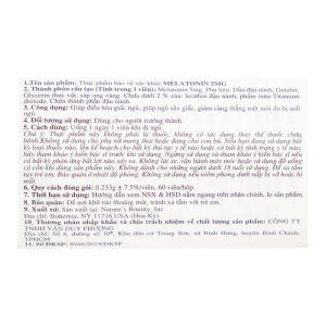 Melatonin 5mg Nature's Bounty giúp điều hòa giấc ngủ, ngủ sâu giấc 60 viên