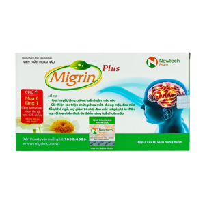 Migrin Plus CVI Pharma hỗ trợ hoạt huyết, tăng cường tuần hoàn máu não 20 viên