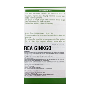 Rea Ginkgo Nutriton Group hỗ trợ tuần hoàn máu não 60 viên