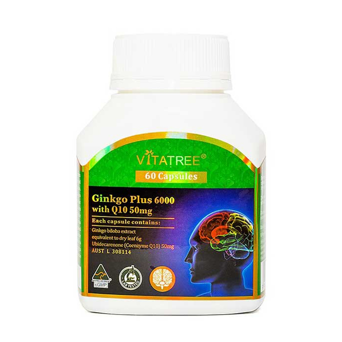 Vitatree Ginkgo Plus 6000 With Q10 50Mg 60 viên Vitatree Ginkgo Plus 6000 With Q10 50Mg 60 viên